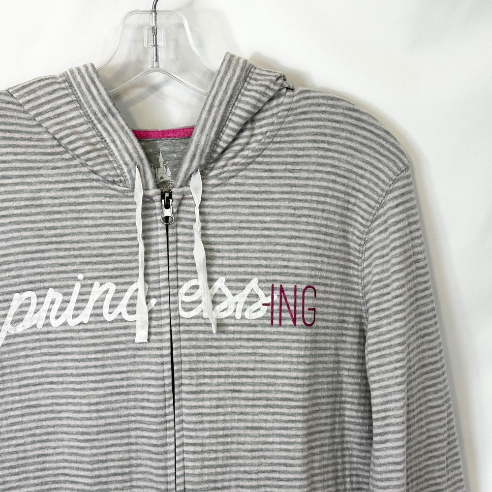 Disney Parks‎ Large Jacket Princess Silhouettes Striped Full Zip Hoodie Gray 394 - Picture 4 of 11
